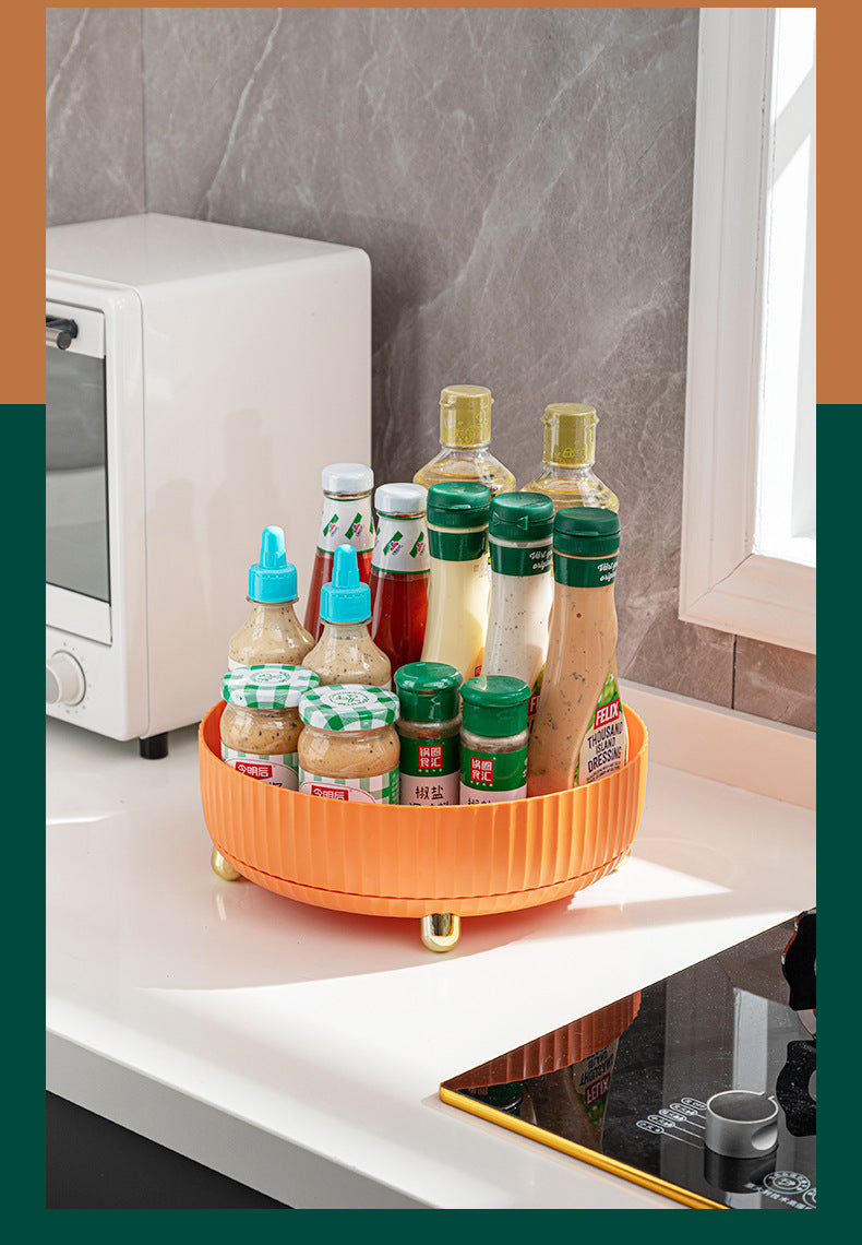 Household Rotating Desktop Storage Box Storage Skin Care Product Storage Rack Dressing Table Plastic Storage Kitchen Living Room Bedroom