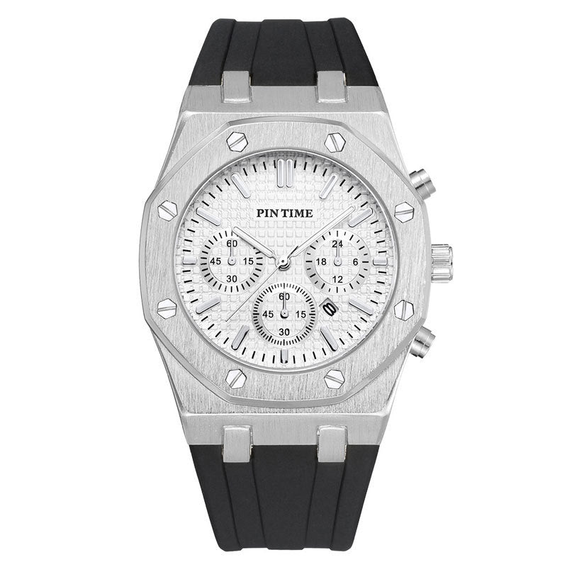 Men's Three-Dial Sports Watch — Multi-Function, Waterproof, Fashion Casual
