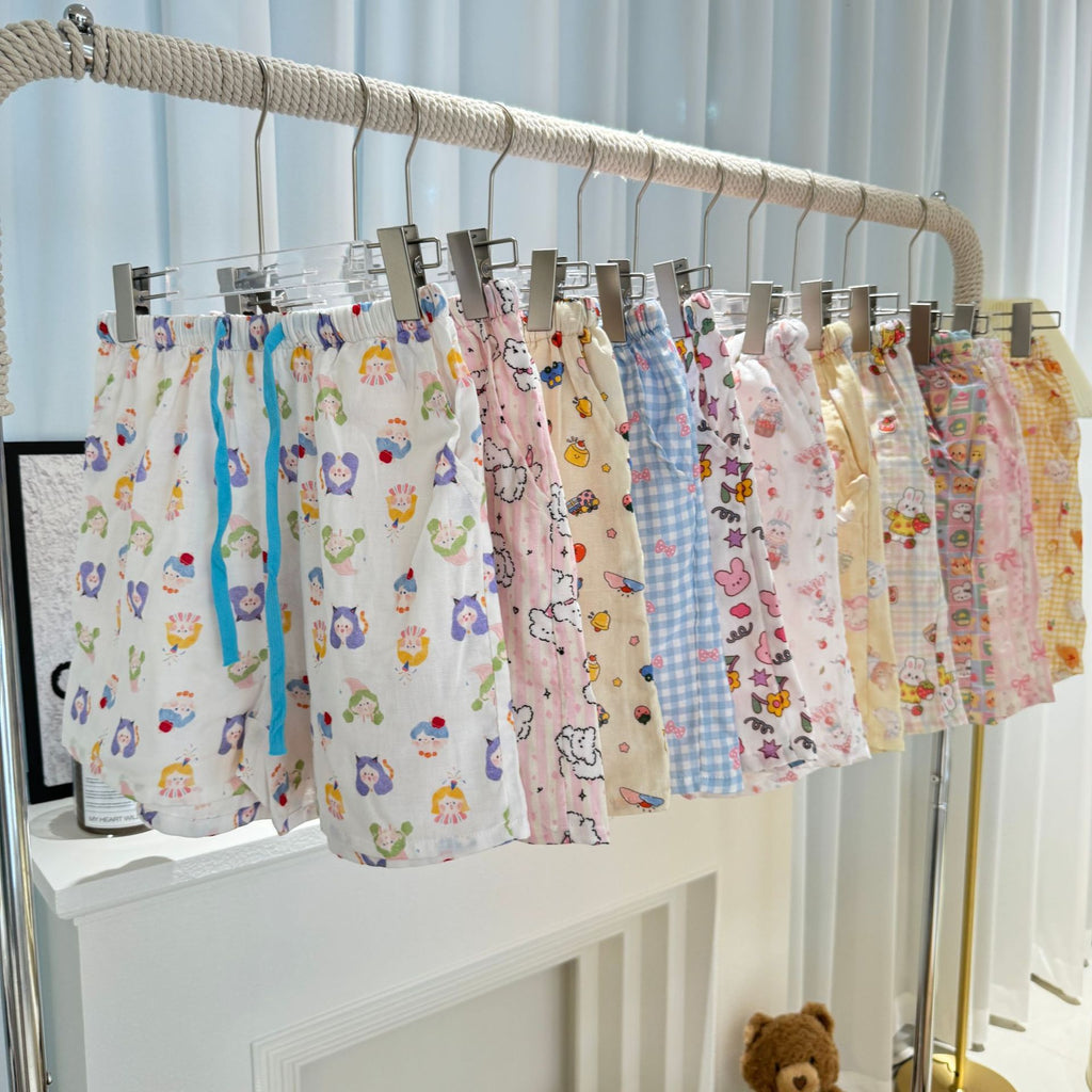 Very Easy to Wear! ! Cotton Loose Pajamas for Girls, Double-Layer Gauze Home Pants, Summer Shorts, Soft Walking Shorts