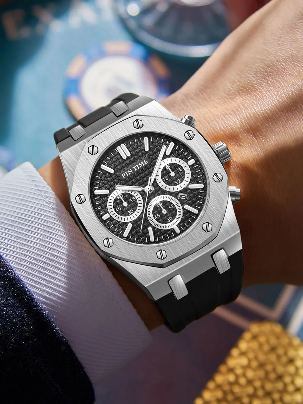 Men's Three-Dial Sports Watch — Multi-Function, Waterproof, Fashion Casual