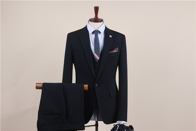 Men's One-Button Three-Piece Tuxedo Suit — Wedding, Groomsman & Business Formal