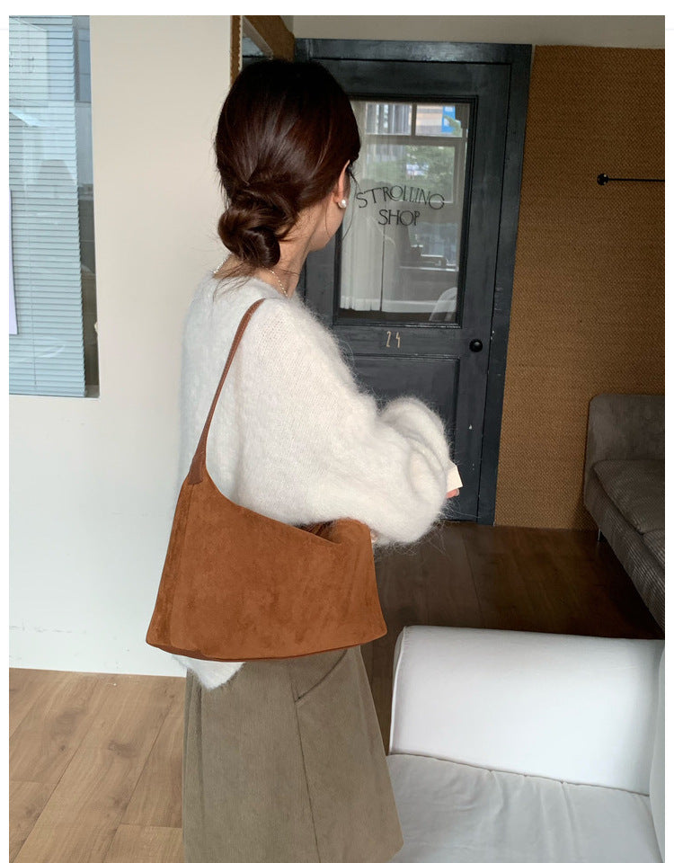Vintage Faux Suede Hobo Bag – Soft Chamois Leather Shoulder Crossbody Bag for Women