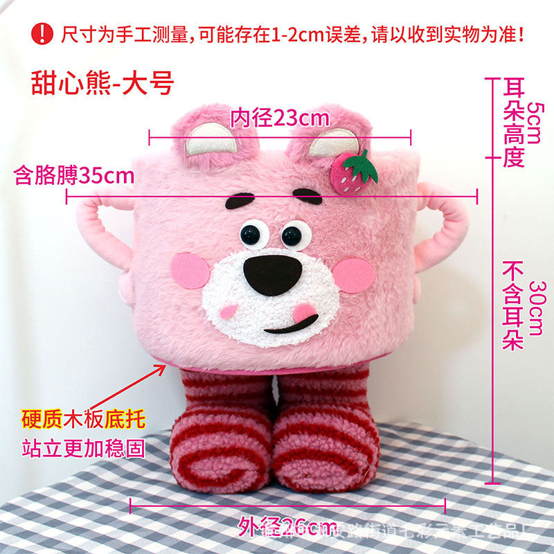 Cartoon Bigfoot Monster Storage Basket — Large Dopamine Lamb Velvet Cute Organizer