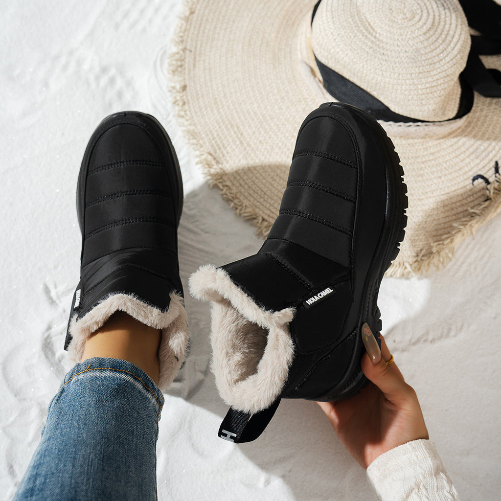 Women's Snow Boots with Plush Lining, Thickened for Warmth, Waterproof Outdoor Shoes, Slip-On Snow Boots, Outdoor Boots, Waterproof and Non-Slip