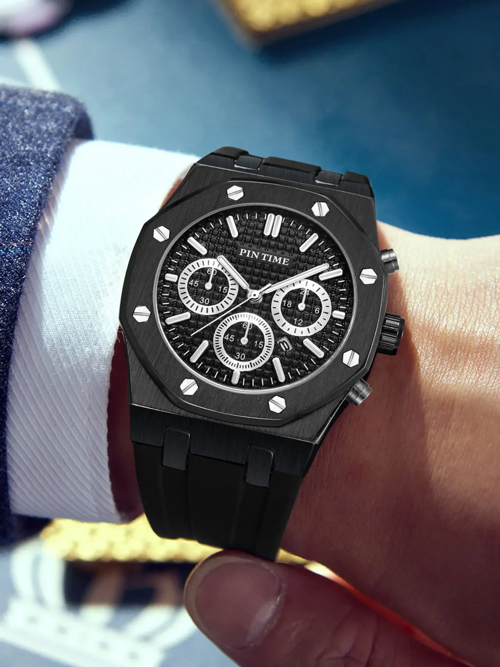 Men's Three-Dial Sports Watch — Multi-Function, Waterproof, Fashion Casual