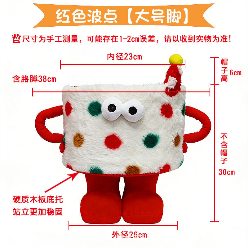 Cartoon Bigfoot Monster Storage Basket — Large Dopamine Lamb Velvet Cute Organizer