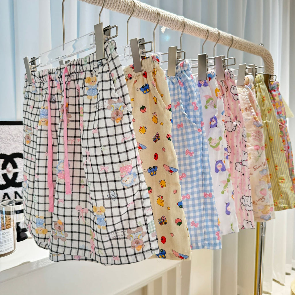 Very Easy to Wear! ! Cotton Loose Pajamas for Girls, Double-Layer Gauze Home Pants, Summer Shorts, Soft Walking Shorts