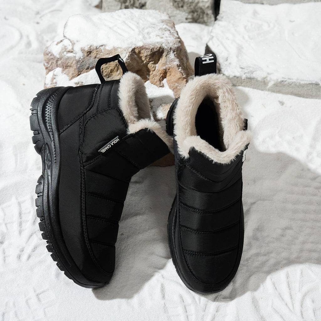 Women's Snow Boots with Plush Lining, Thickened for Warmth, Waterproof Outdoor Shoes, Slip-On Snow Boots, Outdoor Boots, Waterproof and Non-Slip