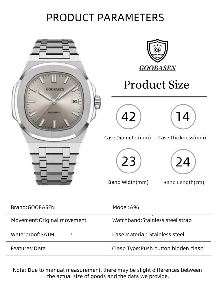 Men's Luxury Steel Strap Quartz Wristwatch | Luminous Waterproof Dress Watch