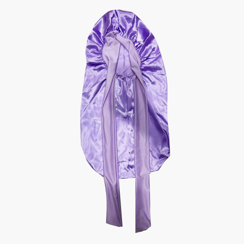 Women's Satin Ribbon Long Nightcap — Hairdressing Shower & Hair Care Turban Hat