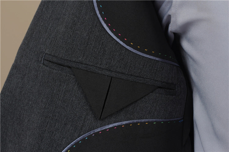 Men's One-Button Three-Piece Tuxedo Suit — Wedding, Groomsman & Business Formal