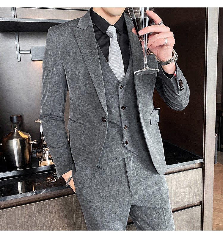 Men's One-Button Three-Piece Tuxedo Suit — Wedding, Groomsman & Business Formal