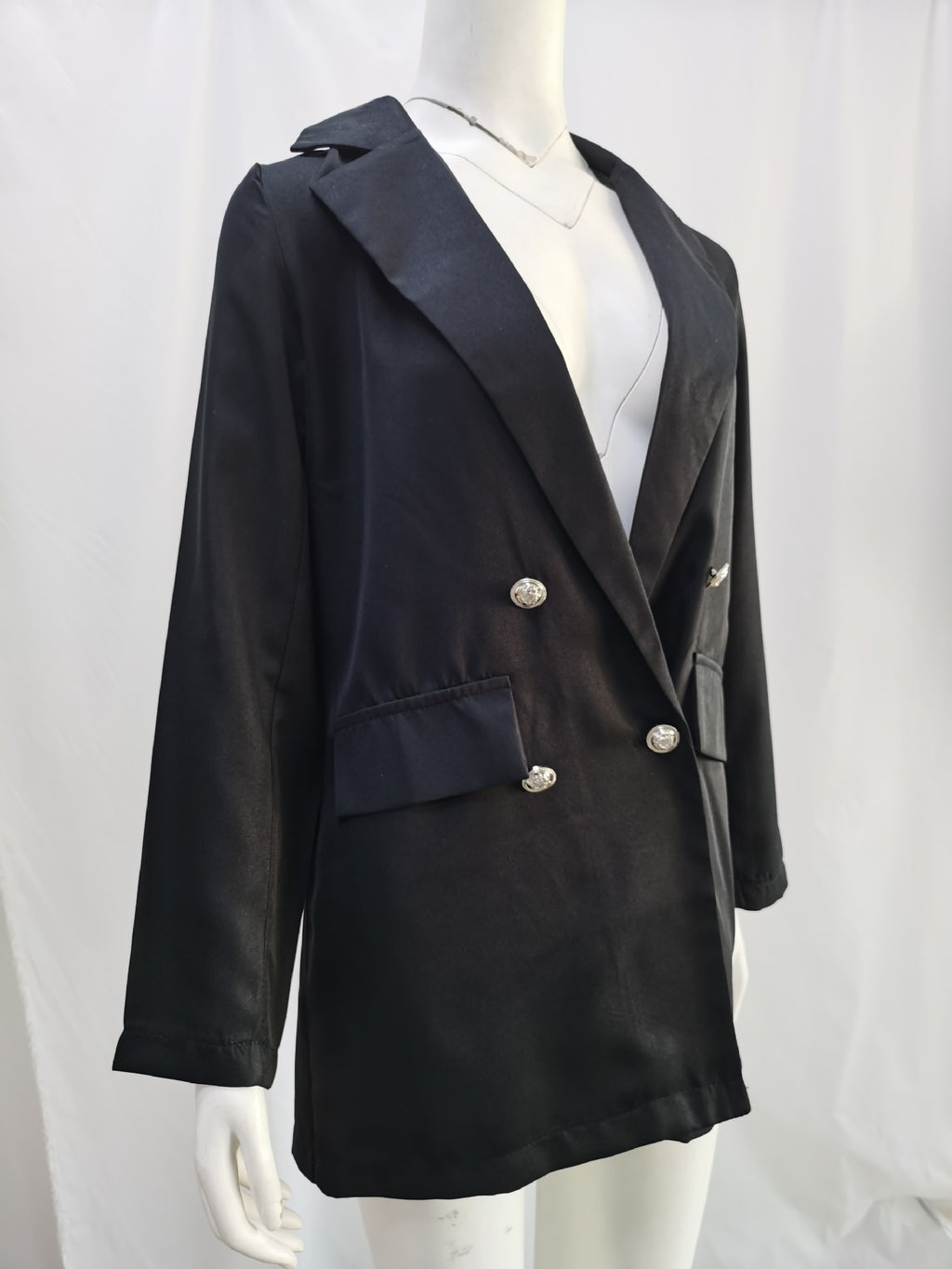 Women's Solid Color Lapel Cardigan Suit Jacket — Long Blazer