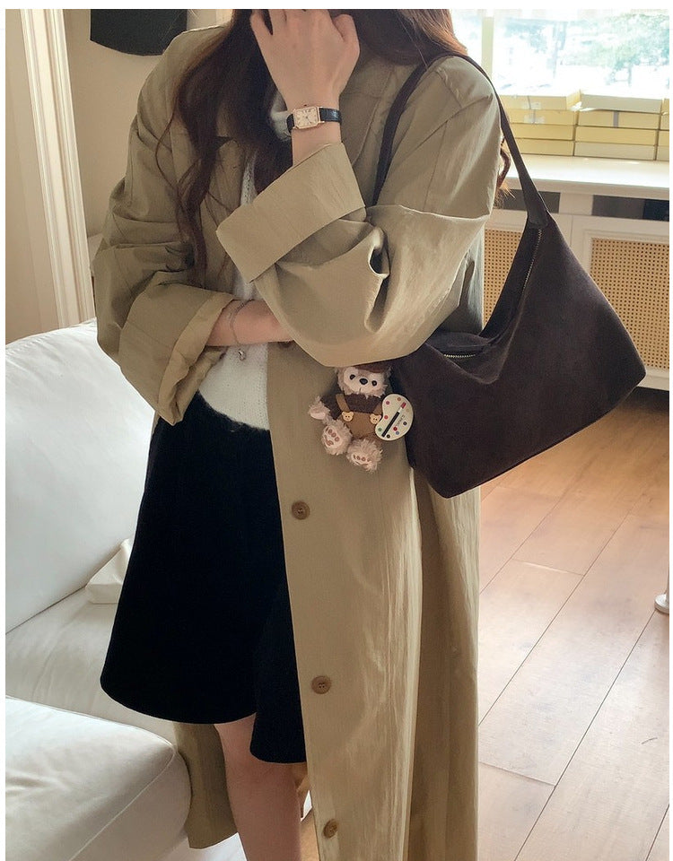 Vintage Faux Suede Hobo Bag – Soft Chamois Leather Shoulder Crossbody Bag for Women