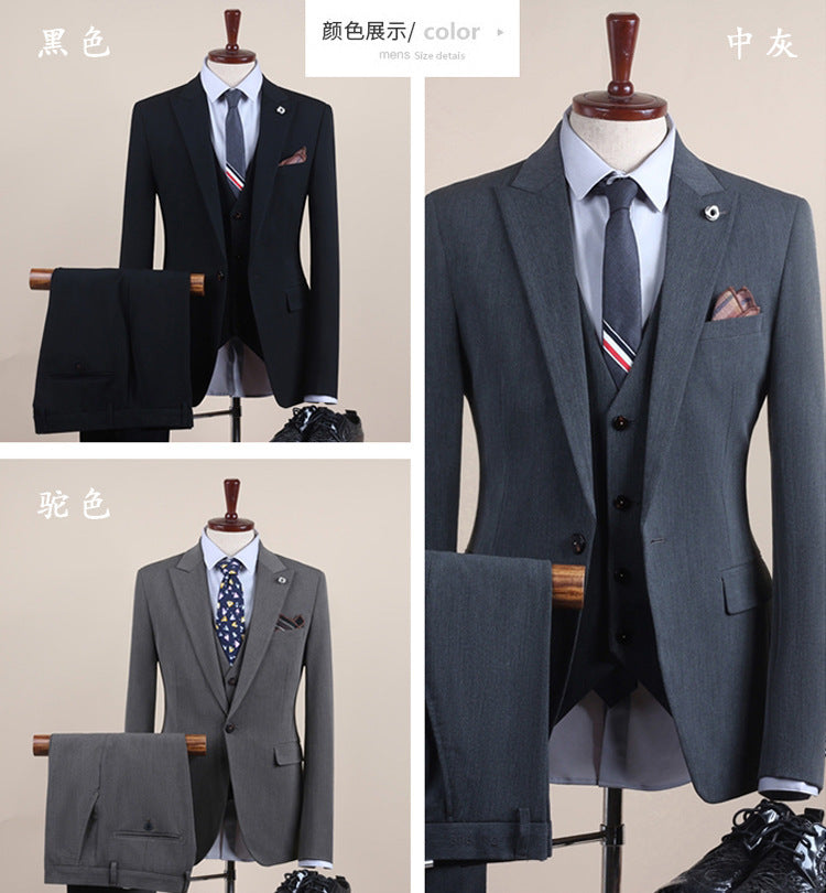 Men's One-Button Three-Piece Tuxedo Suit — Wedding, Groomsman & Business Formal
