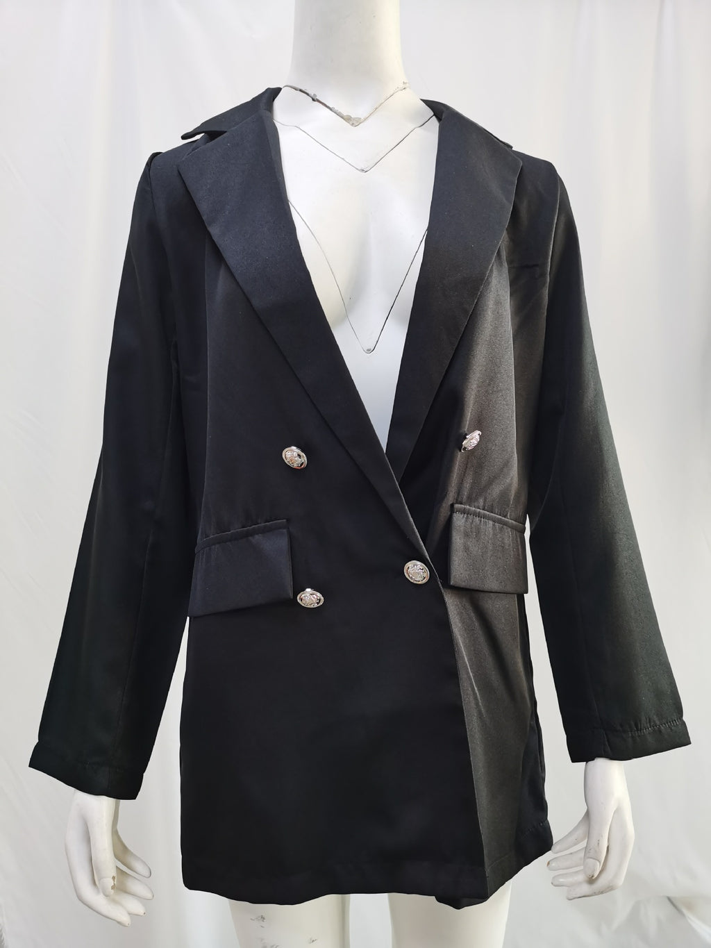 Women's Solid Color Lapel Cardigan Suit Jacket — Long Blazer