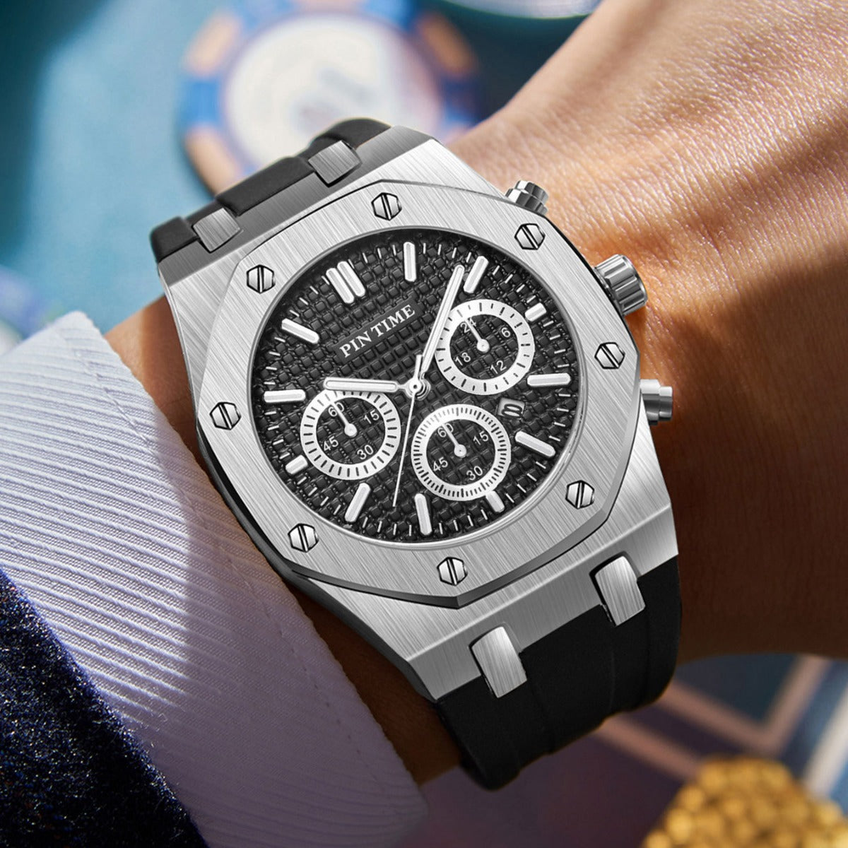 Men's Three-Dial Sports Watch — Multi-Function, Waterproof, Fashion Casual