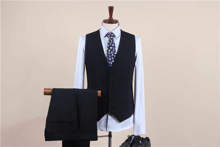 Men's One-Button Three-Piece Tuxedo Suit — Wedding, Groomsman & Business Formal