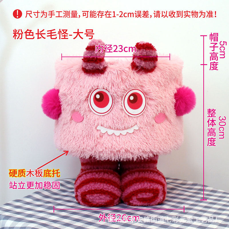 Cartoon Bigfoot Monster Storage Basket — Large Dopamine Lamb Velvet Cute Organizer