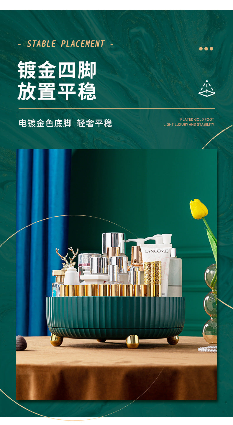 Household Rotating Desktop Storage Box Storage Skin Care Product Storage Rack Dressing Table Plastic Storage Kitchen Living Room Bedroom