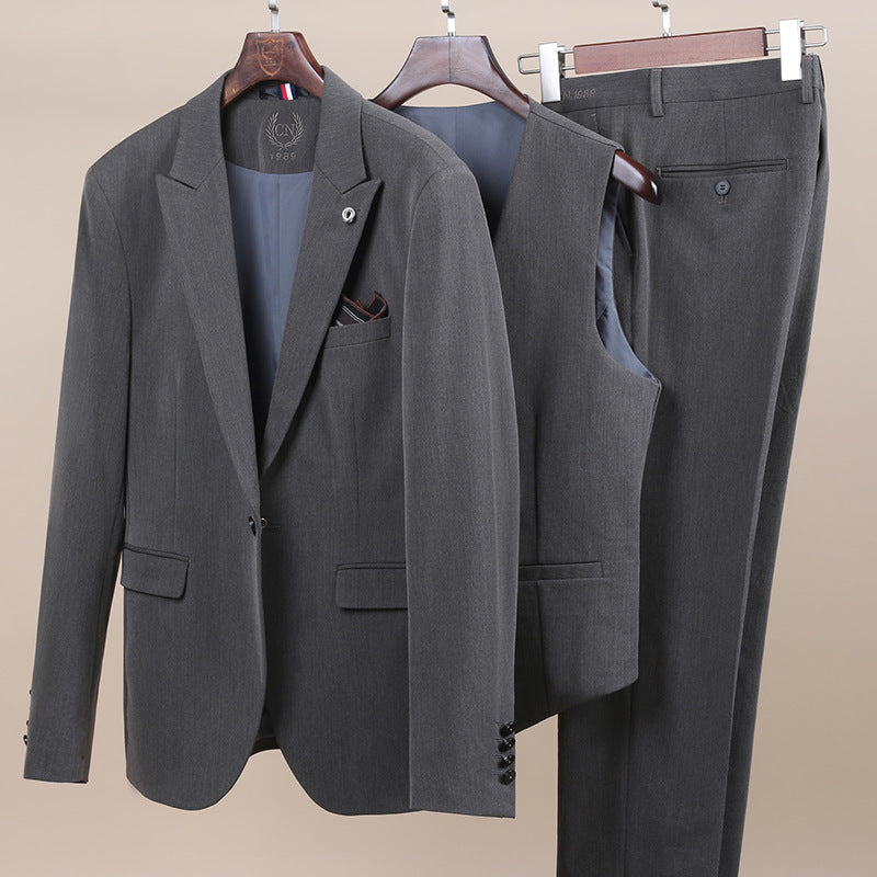 Men's One-Button Three-Piece Tuxedo Suit — Wedding, Groomsman & Business Formal