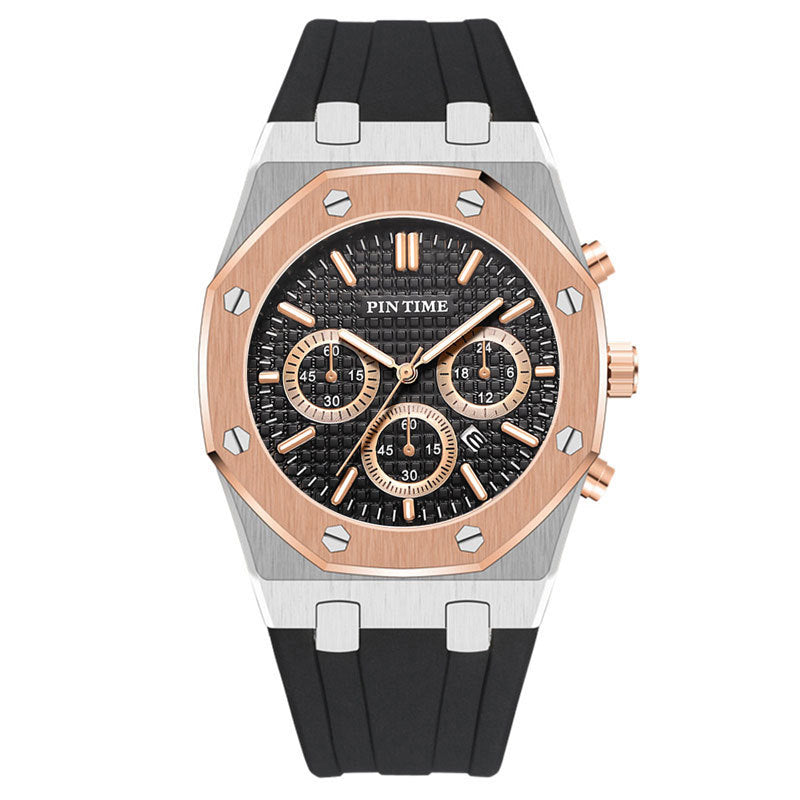 Men's Three-Dial Sports Watch — Multi-Function, Waterproof, Fashion Casual