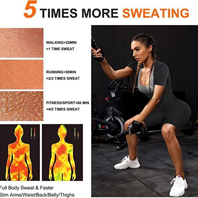 Cross-Border Tight Women's Waist-Lifting Hip Sweat Suit Running Yoga Fitness Suit Sports Sweat Bodywork Suit