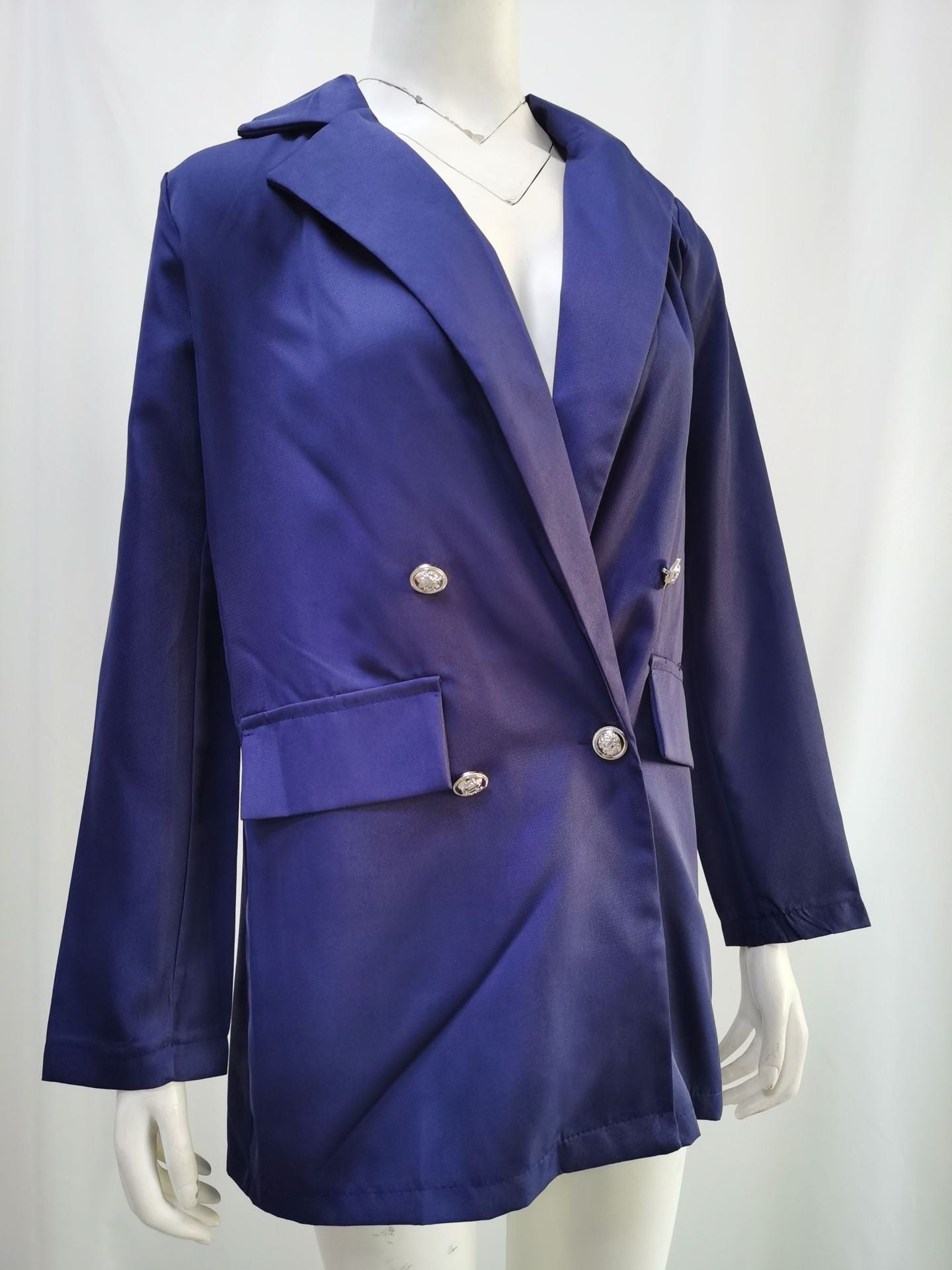 Women's Solid Color Lapel Cardigan Suit Jacket — Long Blazer