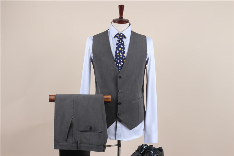 Men's One-Button Three-Piece Tuxedo Suit — Wedding, Groomsman & Business Formal
