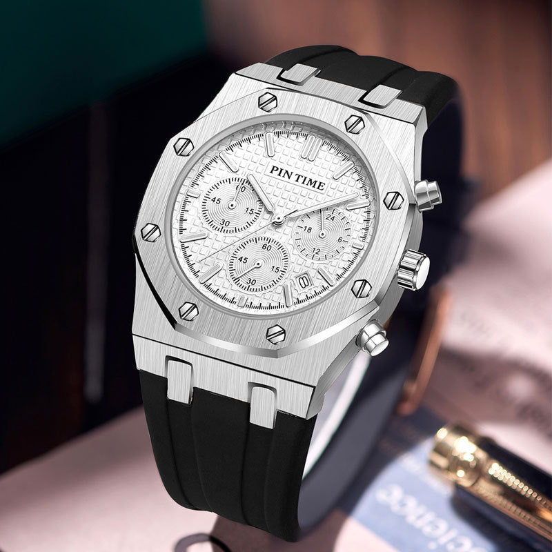 Men's Three-Dial Sports Watch — Multi-Function, Waterproof, Fashion Casual