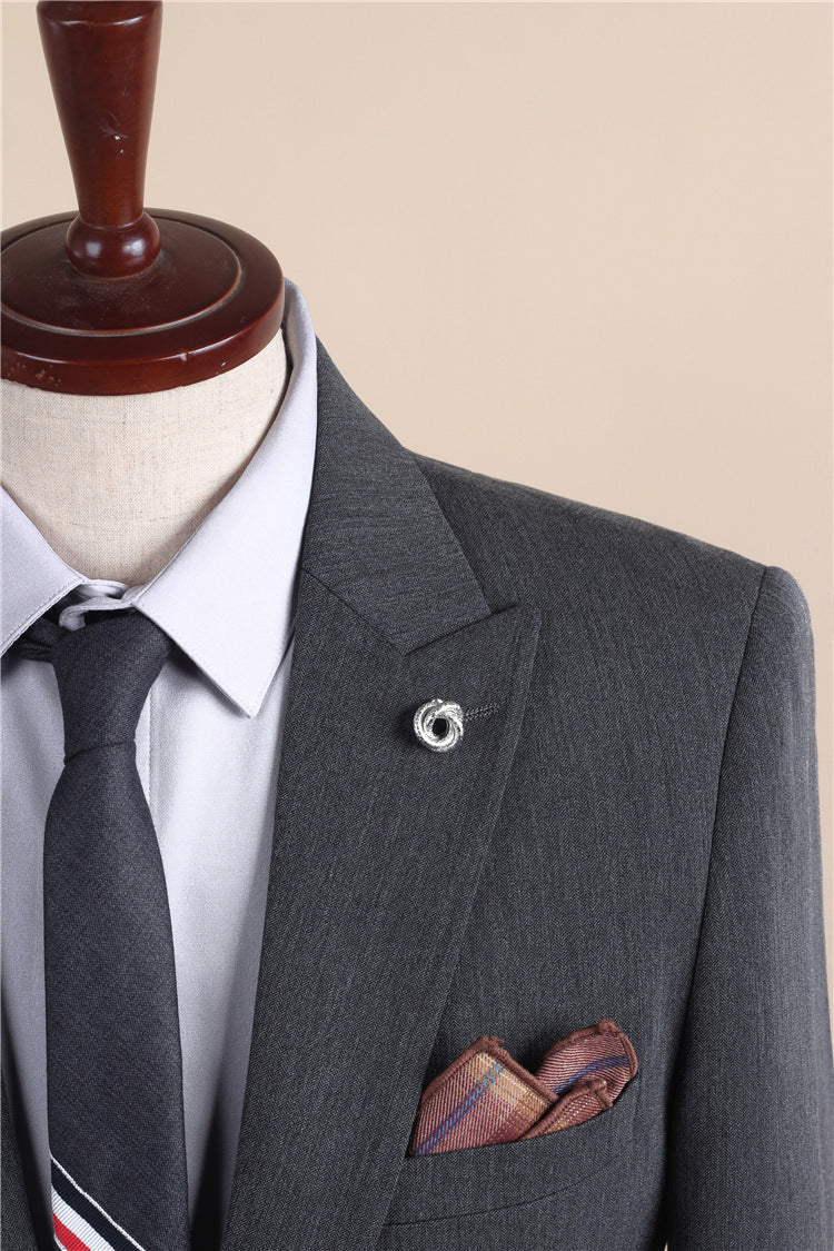 Men's One-Button Three-Piece Tuxedo Suit — Wedding, Groomsman & Business Formal