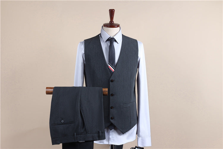 Men's One-Button Three-Piece Tuxedo Suit — Wedding, Groomsman & Business Formal