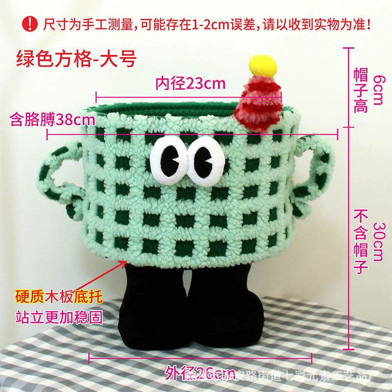Cartoon Bigfoot Monster Storage Basket — Large Dopamine Lamb Velvet Cute Organizer