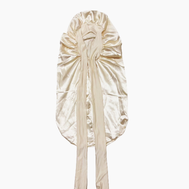 Women's Satin Ribbon Long Nightcap — Hairdressing Shower & Hair Care Turban Hat