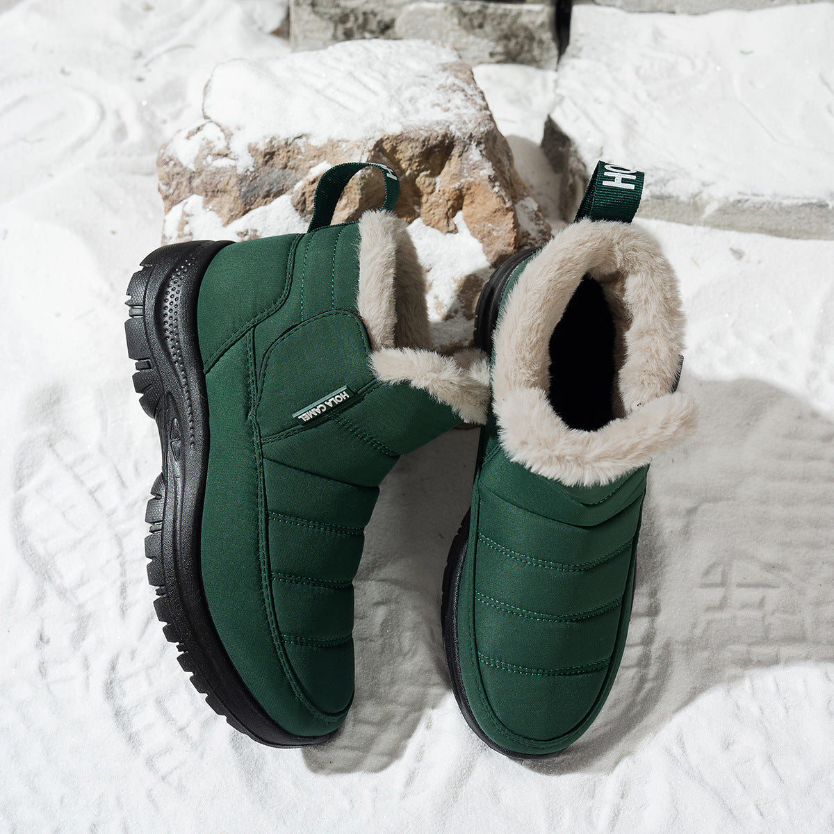 Women's Plush-Lined Waterproof Snow Boots — Slip-On Non-Slip Outdoor Winter Boots