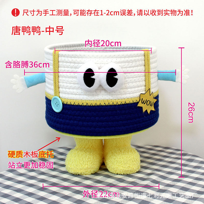 Cartoon Bigfoot Monster Storage Basket — Large Dopamine Lamb Velvet Cute Organizer