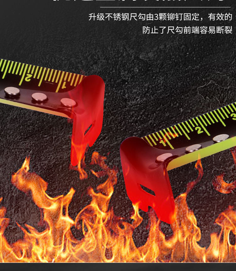 Fluorescent Self-Locking Steel Tape Measure — High-Precision Laser Code, Wear-Resistant Black Gold Box