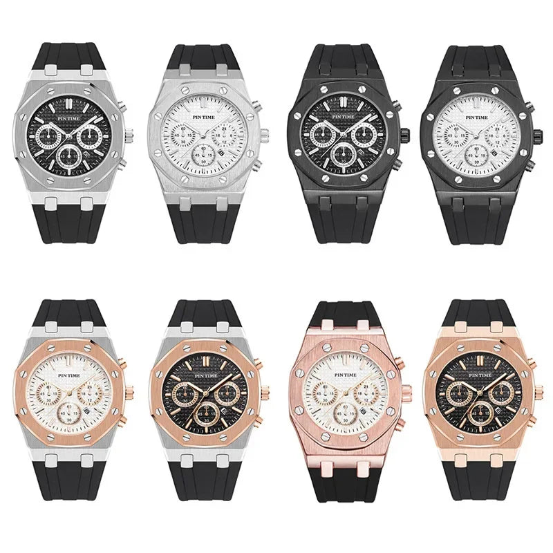 Men's Three-Dial Sports Watch — Multi-Function, Waterproof, Fashion Casual