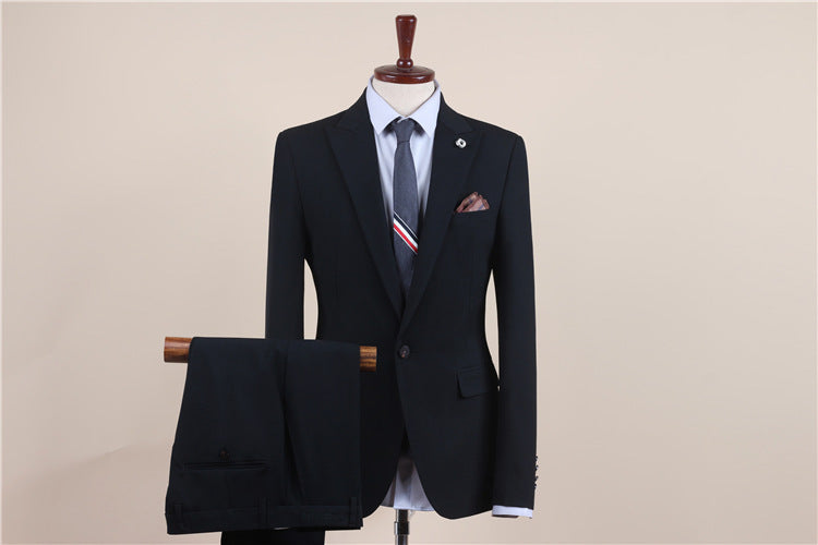 Men's One-Button Three-Piece Tuxedo Suit — Wedding, Groomsman & Business Formal