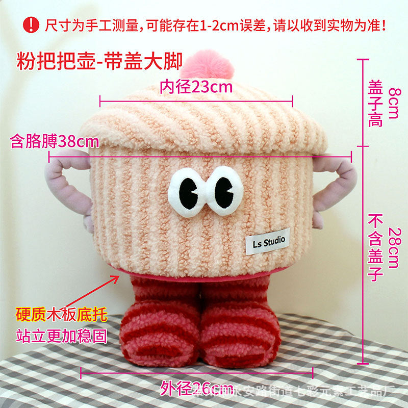Cartoon Bigfoot Monster Storage Basket — Large Dopamine Lamb Velvet Cute Organizer