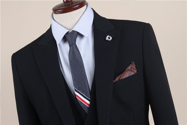 Men's One-Button Three-Piece Tuxedo Suit — Wedding, Groomsman & Business Formal