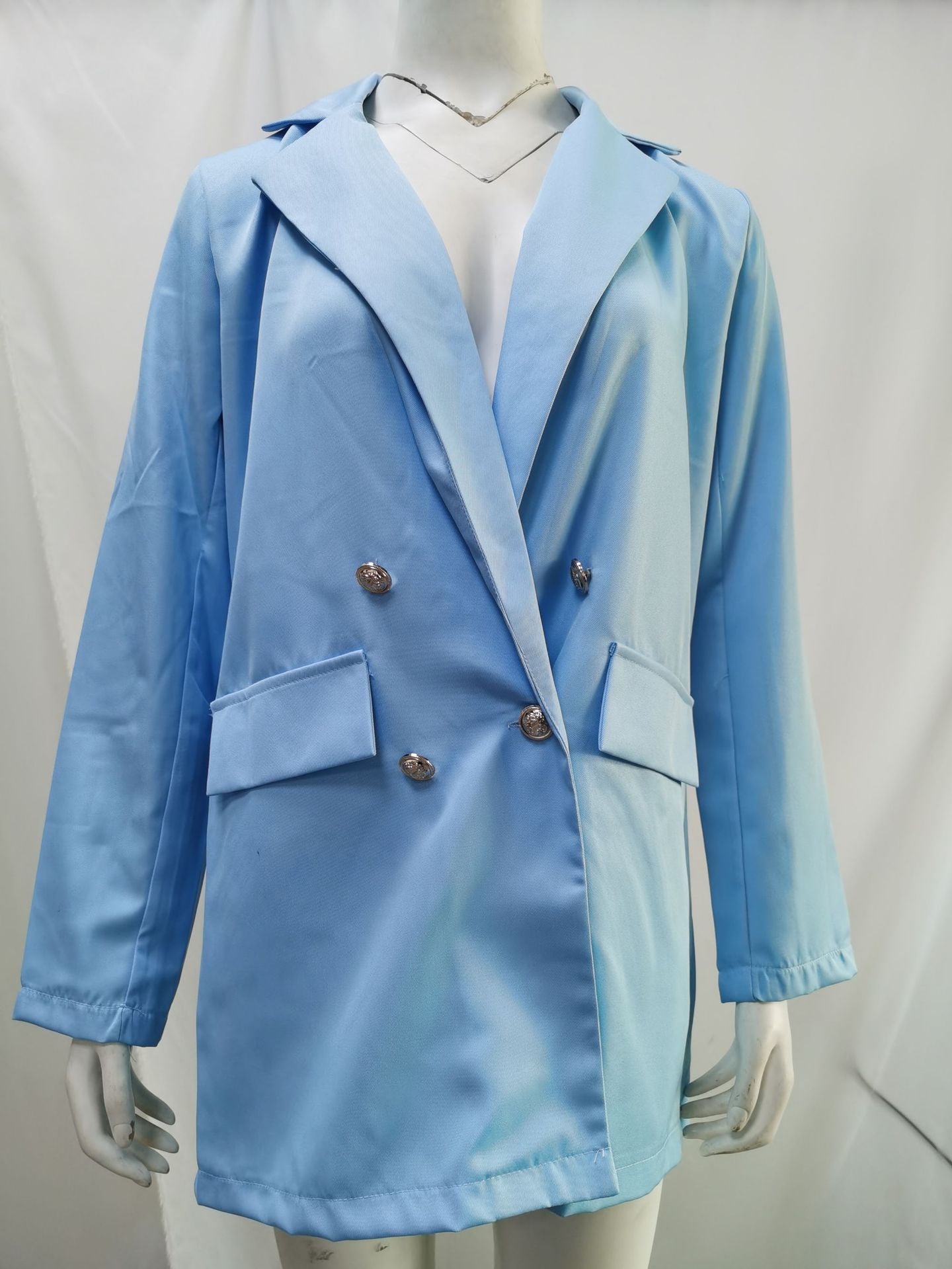 Women's Solid Color Lapel Cardigan Suit Jacket — Long Blazer