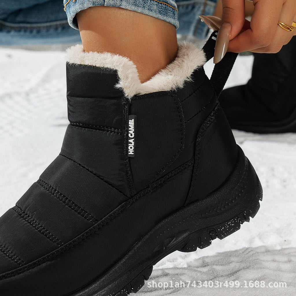 Women's Snow Boots with Plush Lining, Thickened for Warmth, Waterproof Outdoor Shoes, Slip-On Snow Boots, Outdoor Boots, Waterproof and Non-Slip