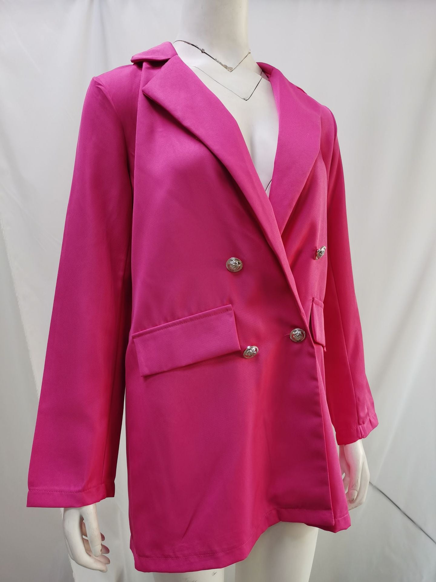 Women's Solid Color Lapel Cardigan Suit Jacket — Long Blazer