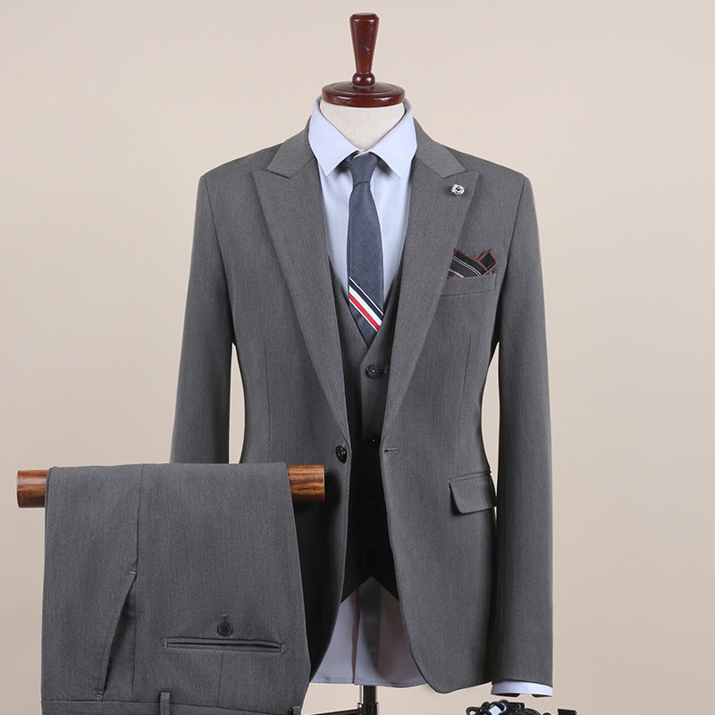 Men's One-Button Three-Piece Tuxedo Suit — Wedding, Groomsman & Business Formal
