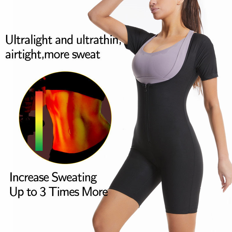 Cross-Border Tight Women's Waist-Lifting Hip Sweat Suit Running Yoga Fitness Suit Sports Sweat Bodywork Suit