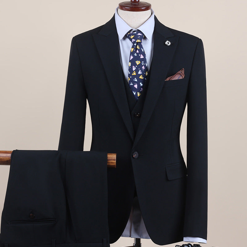 Men's One-Button Three-Piece Tuxedo Suit — Wedding, Groomsman & Business Formal
