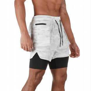 Men's Camouflage Sports Overalls — Cotton Running Fitness Bib Trousers with Zipper Detail
