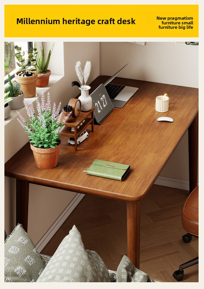 All Solid Wood Desk — L-Shape Pine Computer Desk with Bookshelf | Wall-Mounted Study Table