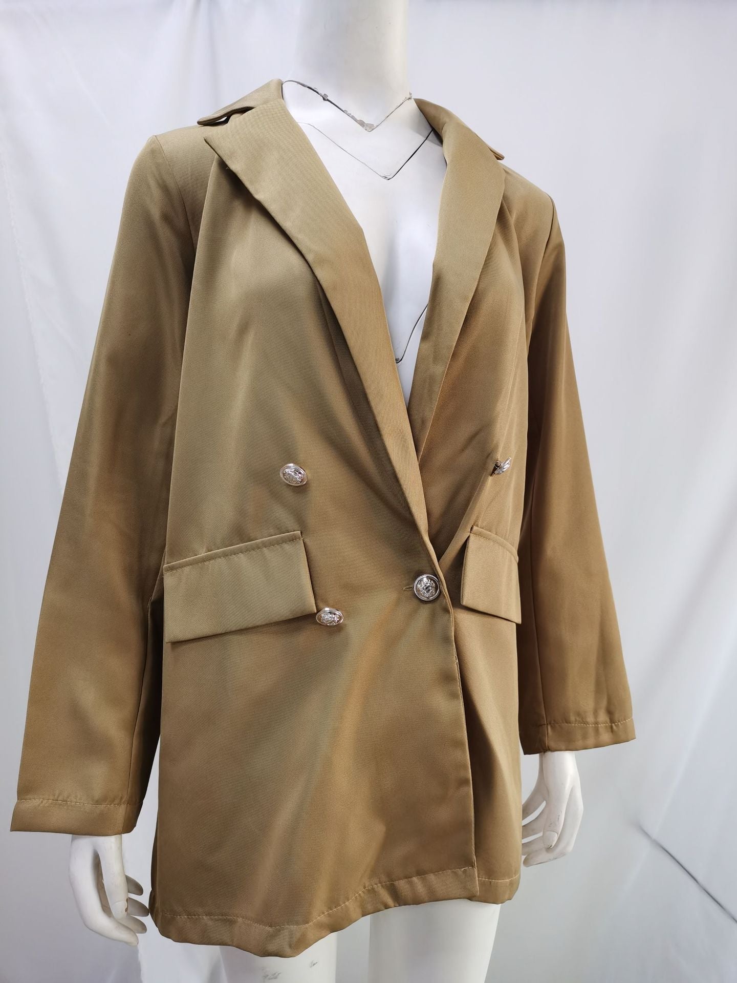 Women's Solid Color Lapel Cardigan Suit Jacket — Long Blazer